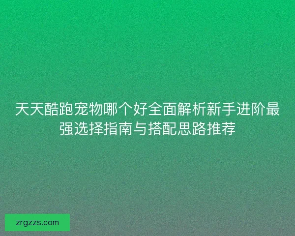 天天酷跑宠物哪个好全面解析新手进阶最强选择指南与搭配思路推荐